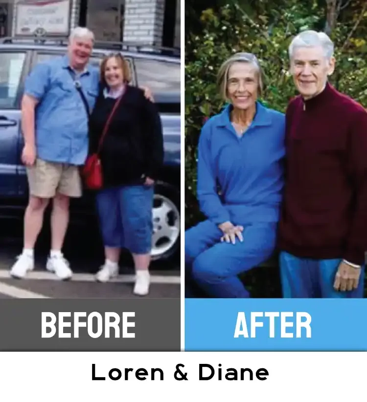 Before and after photos of FreeStar member Loren & Diane