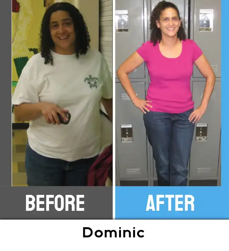 Before and after photos of FreeStar Fitness member Lovenia