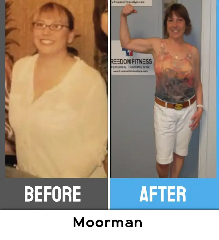 Before and after photos of FreeStar Fitness member Moorman