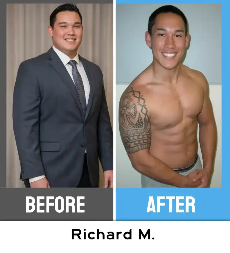 Before and after photos of FreeStar Fitness member Richard M.
